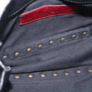 VALENTINO Studs Waist bag Leather Black Gold Auth BA13324A-12