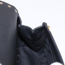 VALENTINO Studs Waist bag Leather Black Gold Auth BA13324A-19