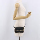 VALENTINO Studs Waist bag Leather Black Gold Auth BA13324A-21