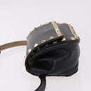 VALENTINO Studs Waist bag Leather Black Gold Auth BA13324A-4