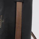 VALENTINO Studs Waist bag Leather Black Gold Auth BA13324A-9