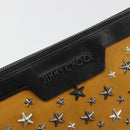 Jimmy Choo Clutch Bag Leather Brown Silver Auth BA13325-17