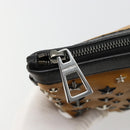 Jimmy Choo Clutch Bag Leather Brown Silver Auth BA13325-10