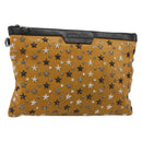 Jimmy Choo Clutch Bag Leather Brown Silver Auth BA13325-1