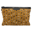 Jimmy Choo Clutch Bag Leather Brown Silver Auth BA13325-13