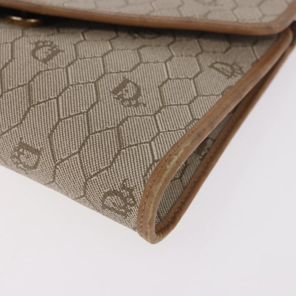 Christian Dior Honeycomb Canvas Chain Bag PVC Leder Beige Goud Auth BA13330