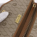 Christian Dior Honeycomb Canvas Chain Bag PVC Leder Beige Goud Auth BA13330-11