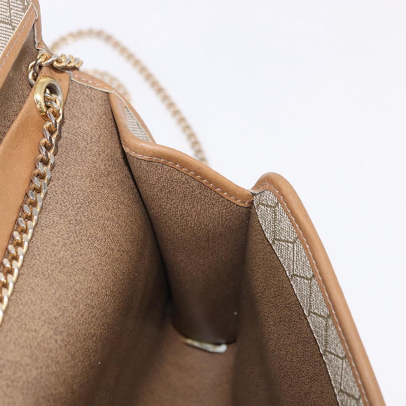 Christian Dior Honeycomb Canvas Chain Bag PVC Leder Beige Goud Auth BA13330