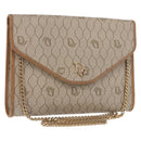 Christian Dior Honeycomb Canvas Chain Bag PVC Leder Beige Goud Auth BA13330-1