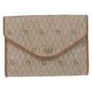 Christian Dior Honeycomb Canvas Chain Bag PVC Leder Beige Goud Auth BA13330-13