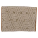 Christian Dior Honeycomb Canvas Chain Bag PVC Leder Beige Goud Auth BA13330-2