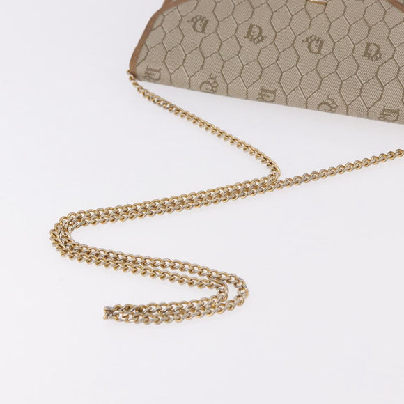 Christian Dior Honeycomb Canvas Chain Bag PVC Leder Beige Goud Auth BA13330