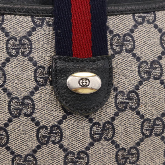 GUCCI GG Supreme Sherry Line Shoulder Bag PVC Navy Gold 904 02 026 Auth BA13331