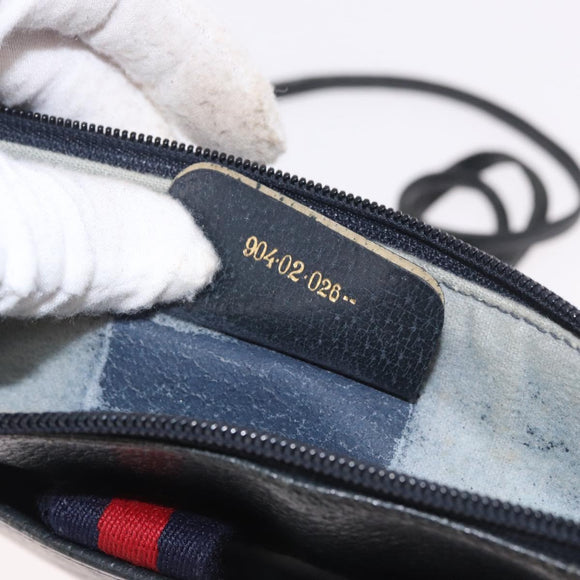 GUCCI GG Supreme Sherry Line Shoulder Bag PVC Navy Gold 904 02 026 Auth BA13331