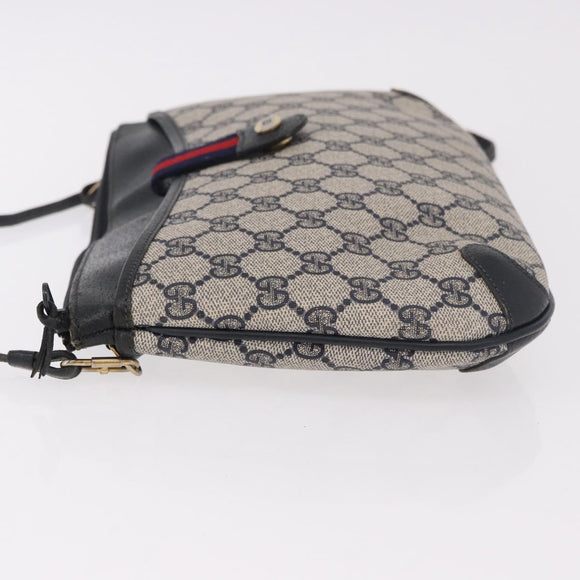 GUCCI GG Supreme Sherry Line Shoulder Bag PVC Navy Gold 904 02 026 Auth BA13331
