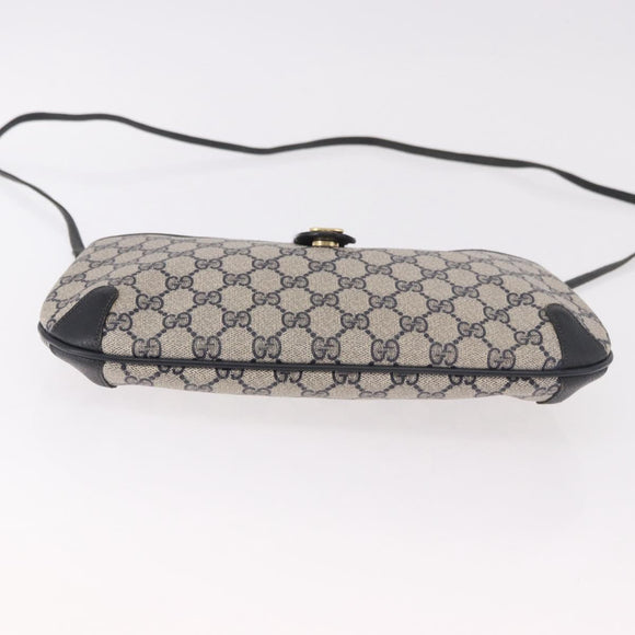 GUCCI GG Supreme Sherry Line Shoulder Bag PVC Navy Gold 904 02 026 Auth BA13331