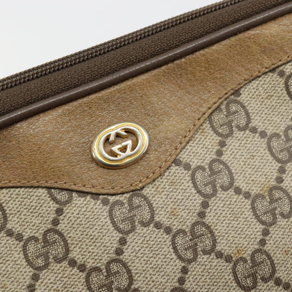 GUCCI GG Supreme Shoulder Bag PVC Beige Gold 97 02 068 Auth BA13332