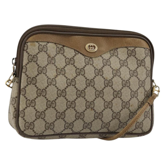 GUCCI GG Supreme Shoulder Bag PVC Beige Gold 97 02 068 Auth BA13332