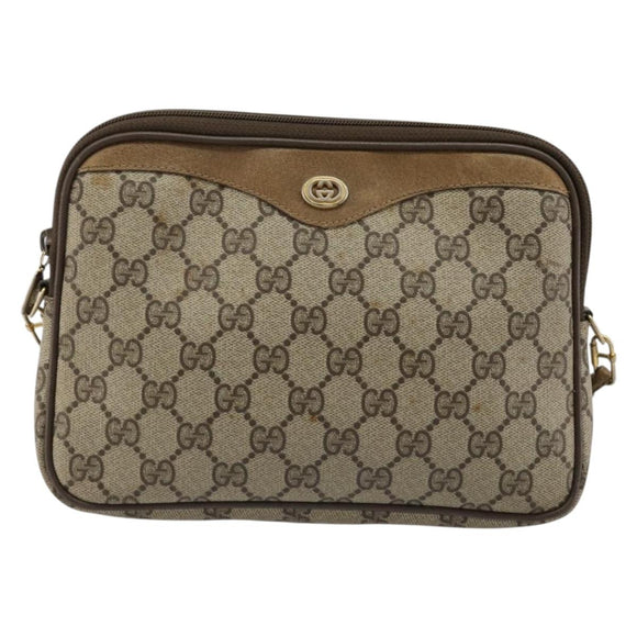 GUCCI GG Supreme Shoulder Bag PVC Beige Gold 97 02 068 Auth BA13332