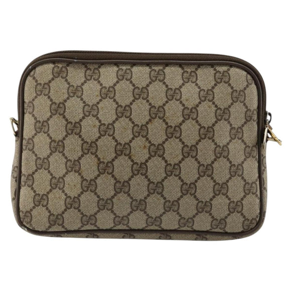 GUCCI GG Supreme Shoulder Bag PVC Beige Gold 97 02 068 Auth BA13332