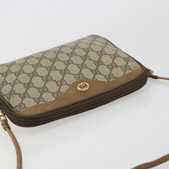 GUCCI GG Supreme Shoulder Bag PVC Beige Gold 97 02 068 Auth BA13332