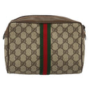 GUCCI GG Supreme Web Sherry Line Bag PVC Beige Gold 63 01 012 Auth BA13336-2