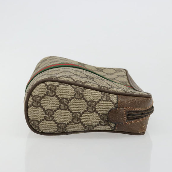 GUCCI GG Supreme Web Sherry Line Bag PVC Beige Gold 63 01 012 Auth BA13336