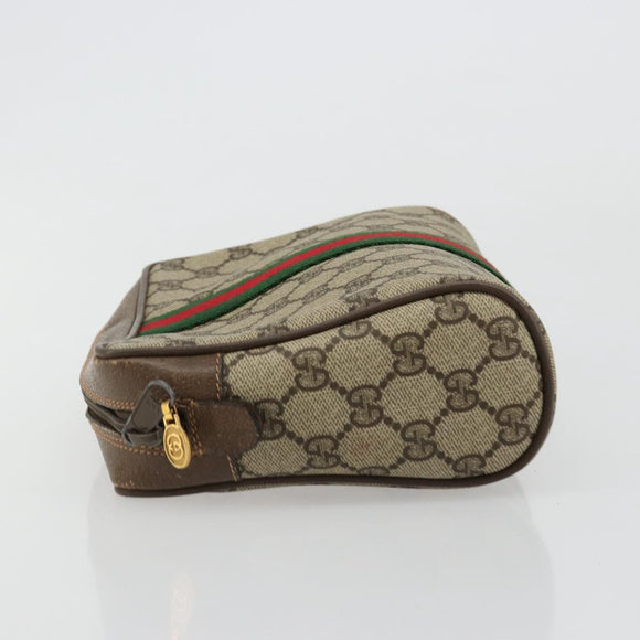 GUCCI GG Supreme Web Sherry Line Bag PVC Beige Gold 63 01 012 Auth BA13336