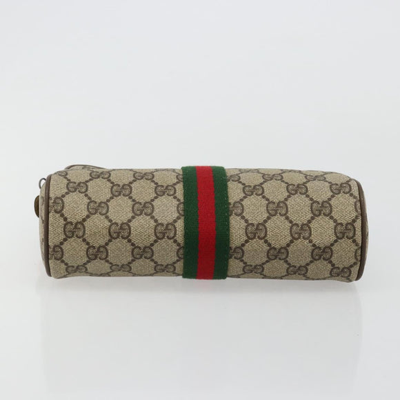 GUCCI GG Supreme Web Sherry Line Bag PVC Beige Gold 63 01 012 Auth BA13336
