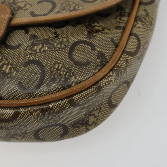 CELINE C Sulky Schultertasche PVC Beige Gold Auth BA13337