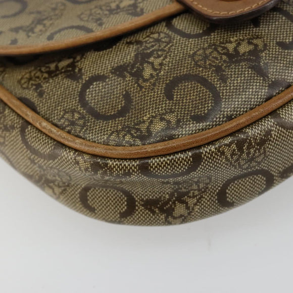 CELINE C Sulky Schultertasche PVC Beige Gold Auth BA13337