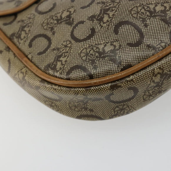 CELINE C Sulky Schultertasche PVC Beige Gold Auth BA13337