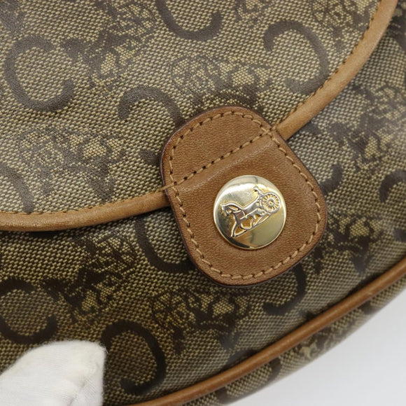 CELINE C Sulky Schultertasche PVC Beige Gold Auth BA13337