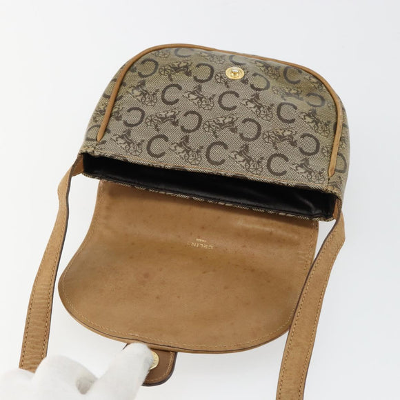 CELINE C Sulky Schultertasche PVC Beige Gold Auth BA13337