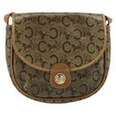 CELINE C Sulky Schultertasche PVC Beige Gold Auth BA13337-13