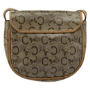 CELINE C Sulky Schultertasche PVC Beige Gold Auth BA13337-2