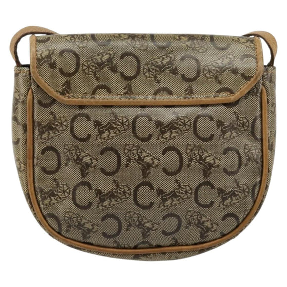 CELINE C Sulky Schultertasche PVC Beige Gold Auth BA13337