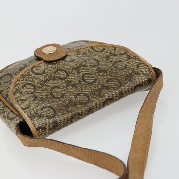 CELINE C Sulky Schultertasche PVC Beige Gold Auth BA13337