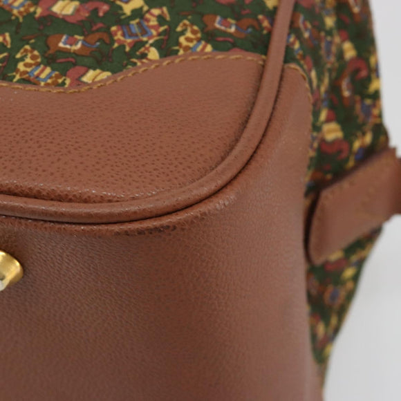 Salvatore Ferragamo Schoudertas Canvas Groen Goud Auth BA13340A