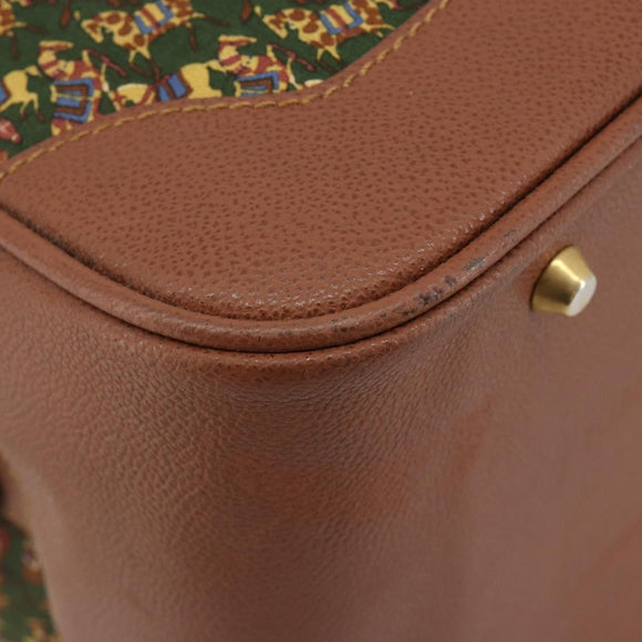 Salvatore Ferragamo Schoudertas Canvas Groen Goud Auth BA13340A