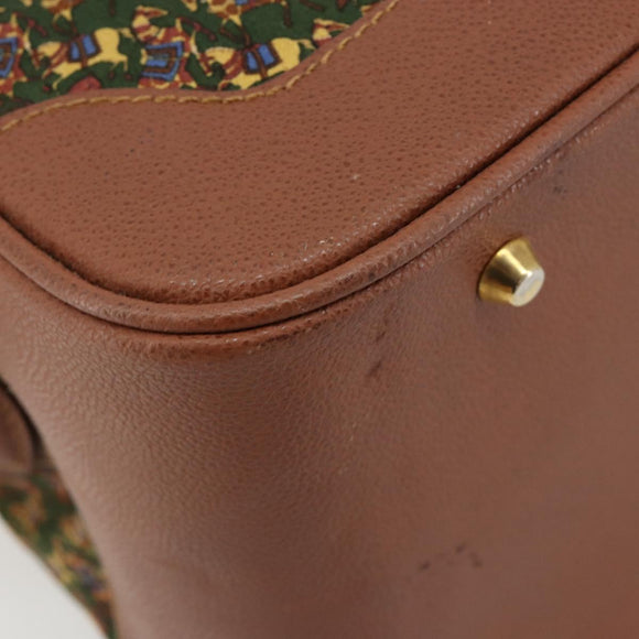 Salvatore Ferragamo Schoudertas Canvas Groen Goud Auth BA13340A