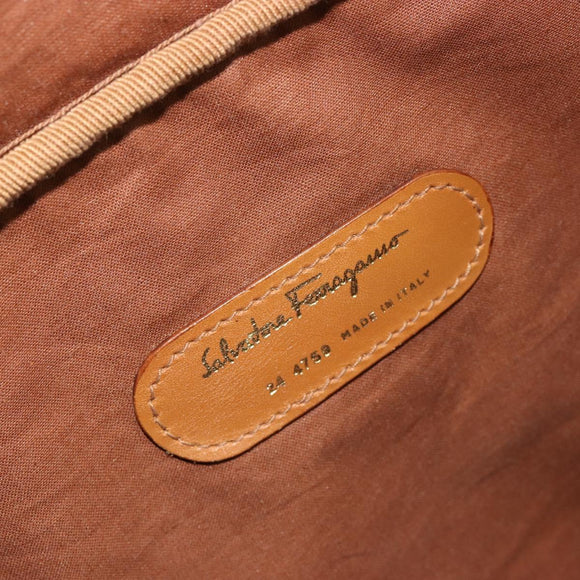 Salvatore Ferragamo Schoudertas Canvas Groen Goud Auth BA13340A