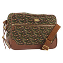 Salvatore Ferragamo Schoudertas Canvas Groen Goud Auth BA13340A-1