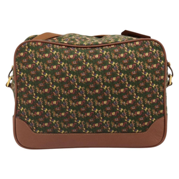 Salvatore Ferragamo Schoudertas Canvas Groen Goud Auth BA13340A