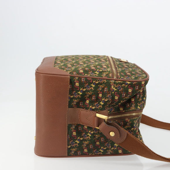 Salvatore Ferragamo Schoudertas Canvas Groen Goud Auth BA13340A