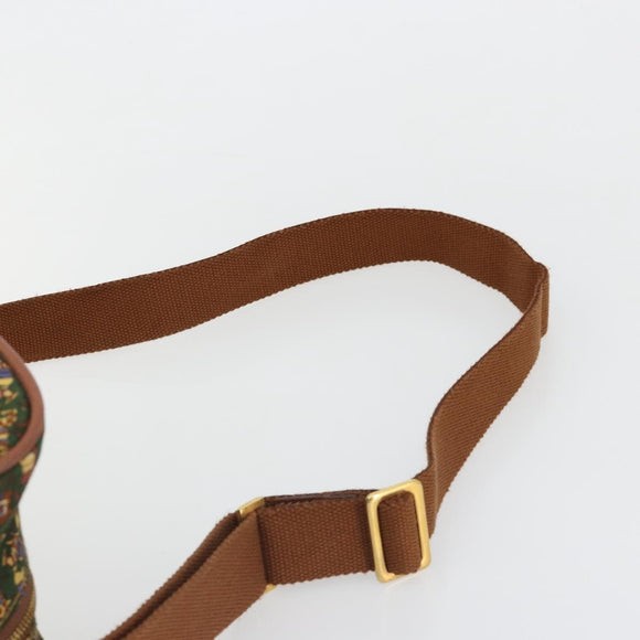 Salvatore Ferragamo Schoudertas Canvas Groen Goud Auth BA13340A