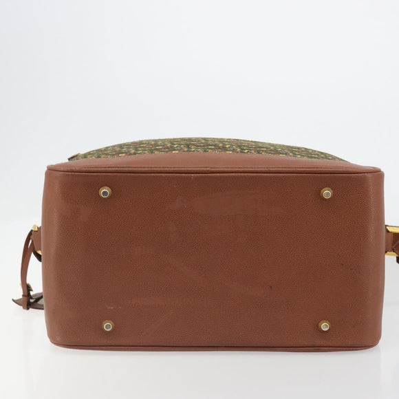 Salvatore Ferragamo Schoudertas Canvas Groen Goud Auth BA13340A