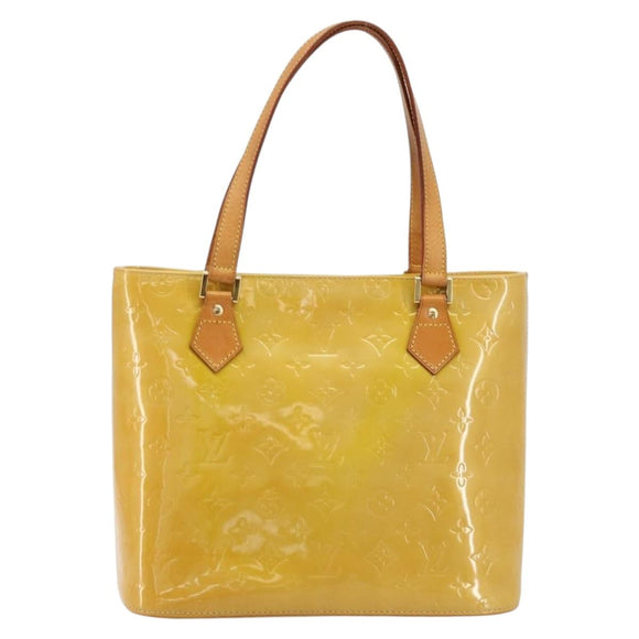 LOUIS VUITTON Monogram Vernis Houston Hand Bag Beige M91004 LV Auth BA13342
