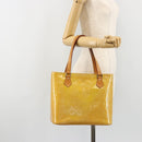LOUIS VUITTON Monogram Vernis Houston Hand Bag Beige M91004 LV Auth BA13342-24