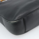 GUCCI Bamboo Shoulder Bag Leather 2way Black Gold 001 1577 3444 Auth BA13349-17